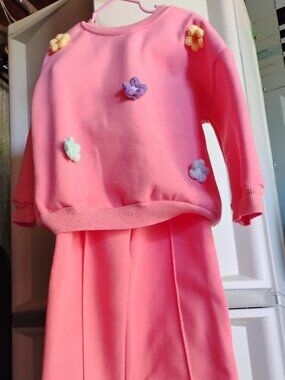 🩷2/$27... Peach Girls hoodie + matching Pants. Size 4-5